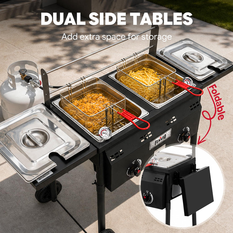 Outdoor Propane Deep Fryer with Rolling Cart