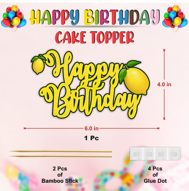 Lemon Happy Birthday Cake Topper