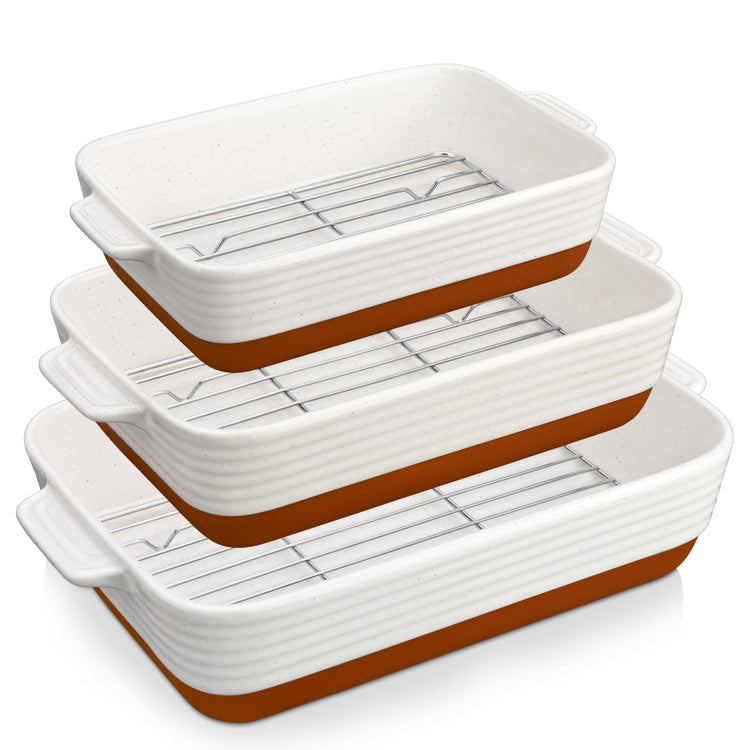 Casserole Dishes for Oven with Roasting Racks (3 Count)