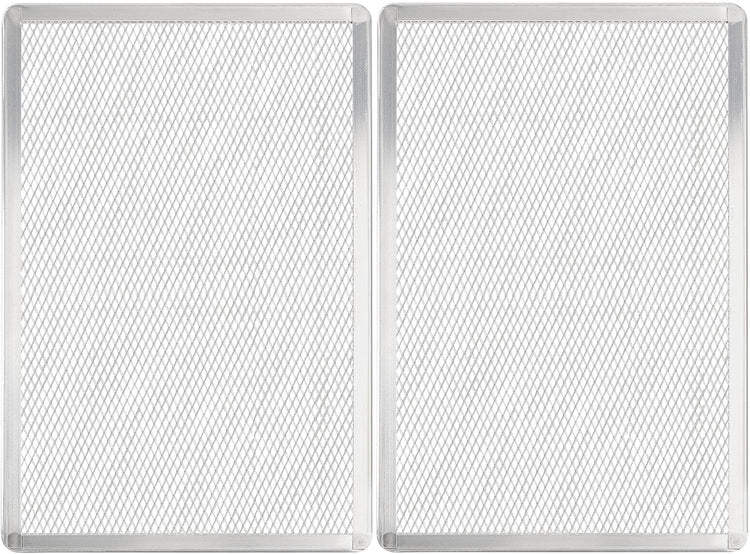 Pizza Screen 11 x 16 Inch 2 Pack Rectangular Aluminum Pizza Pan Restaurant-Grade Flatbread Screen Pizza Crisper Pan,Oven-Safe
