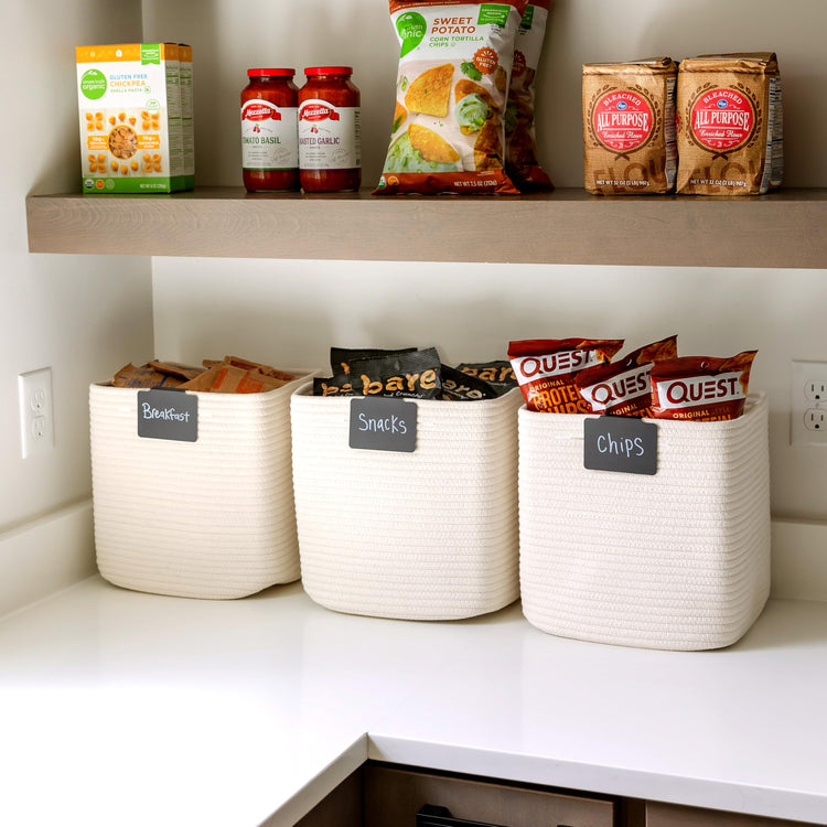 13 Inch Cube Storage Bins Cotton Rope Woven Baskets for Organizing 3 (3 Count)