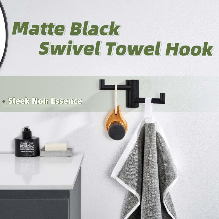 Swivel Towel Hook for Bathrooms with 2 Rotating Arms