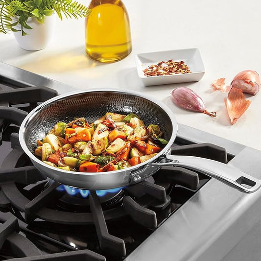 Cuisinart FusionPlus Hybrid Nonstick Stainless Steel Cookware, 10-Inch Skillet with PFAS-Free PURELYSEAR Ceramic Technology, Scratch Proof, Cool Grip Handles, Dishwasher Safe, FPS22-24