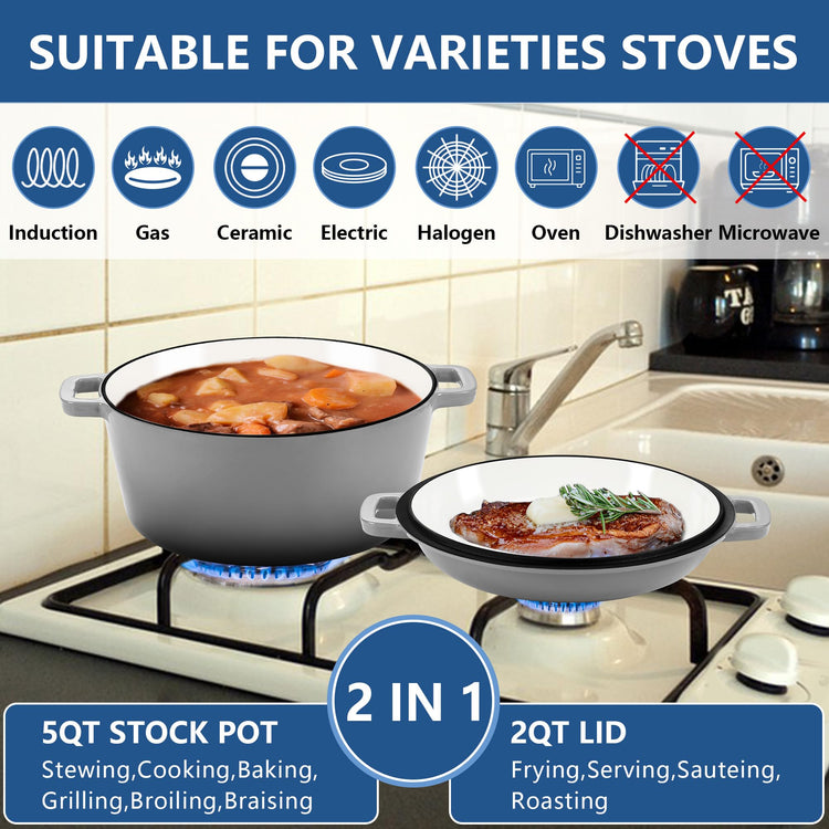 5 Quart Enameled Cast Iron Dutch Oven