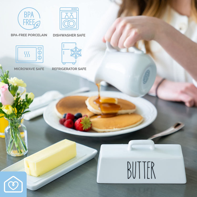 Porcelain Covered Butter Dish with Lid for Countertop