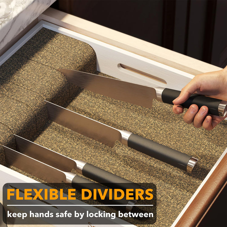 Large Knife Drawer Organizer Bamboo Insert Dock