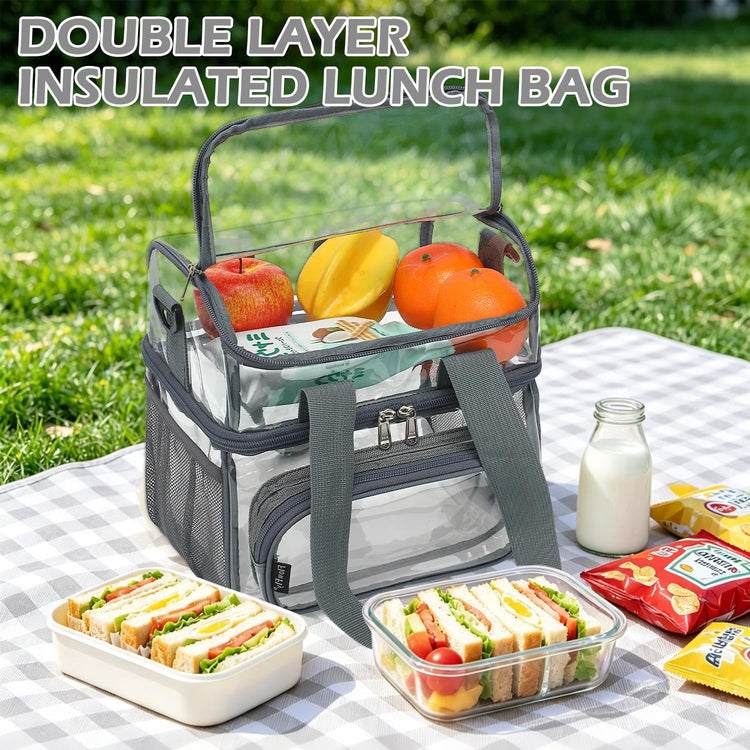 Clear Bag Double Decker for Stadium Events With Shoulder Strap for Women