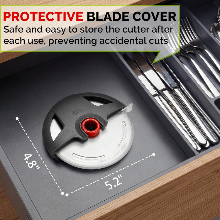 4.3" Palm Grip Pizza Cutter with Blade Cover for Thick Crusts
