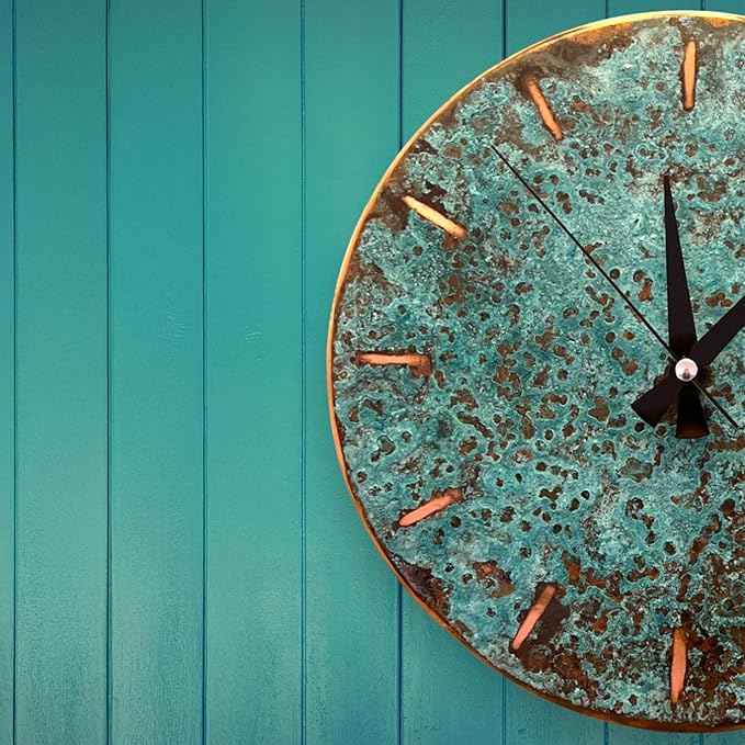 Handmade Copper Wall Clock Artisan Touch in Every Piece - Tree of Time Wall Decor Clock for Living Room, Office, Kitchen & Bedroom (Pure Copper, 17.7)