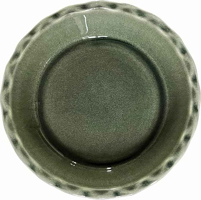 Emile Henry Made In France 175th ANNIVERSARY PIE DISH, GREEN/IVORY