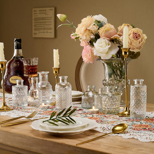 Glass Bud Vase Set of 24 Pcs Small Minimalist Vases for Flowers, Vintage Rustic Home Decor for Table Centerpiece Wedding Party, Modern Clear Aromatherapy Bottle for Living Room Bedroom