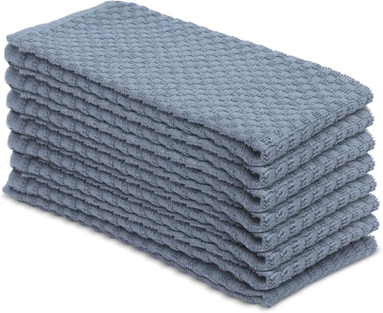 DG Collections Grey Kitchen Towels - 100% Cotton Terry Tea Towels for Cleaning, Drying, and Highly Absorbent Kitchen Dish Cloth for Bar Cleaning - 8 Pack - 15 x 25 Inches - Nestoria
