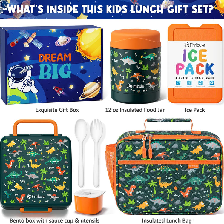 Kids Bento Snack Lunch Box with Thermo Insulated Toddler Lunch Bag
