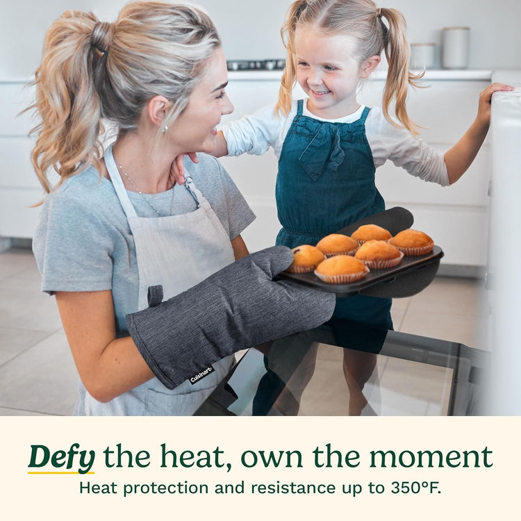 Cuisinart Kitchen Oven Mitts – Heat-Resistant Kitchen Mitts for Oven with Non-Slip Neoprene Palm, Long Cuff, and Cotton Filling – Durable Oven Gloves for Cooking, Baking, & Grilling (Chambray)