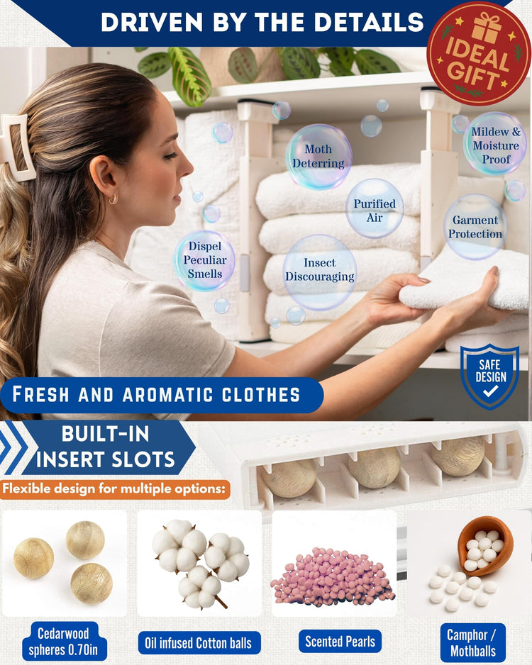 4 Pack Adjustable Drawer Dividers for Clothes with Scent Slots 4" High
