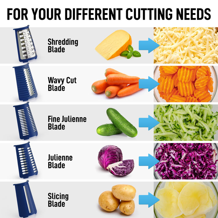 Rotary Cheese Grater 5 Blade Cheese Shredder