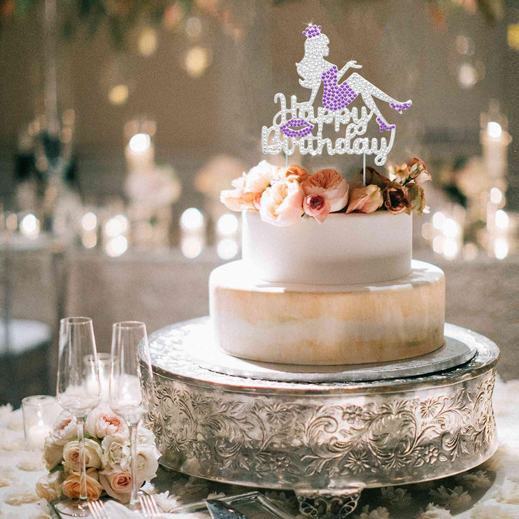 Happy Birthday Crown Queen Lady Rhinestone Cake Topper