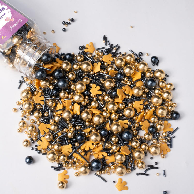 Royal Crown Black and Gold Sprinkles for Cake Decorating 4.23ounce (4.23 Ounce)