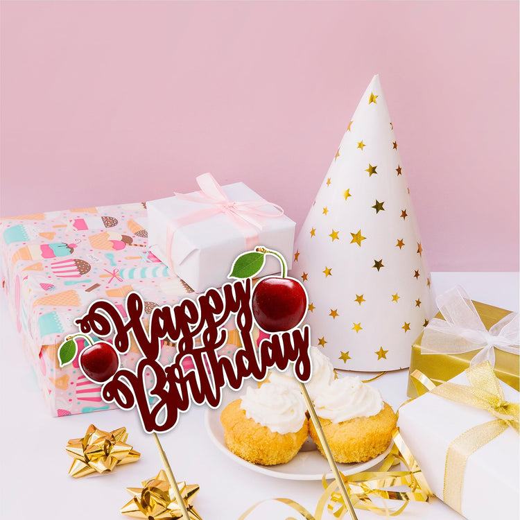 Cherry Happy Birthday Cake Topper