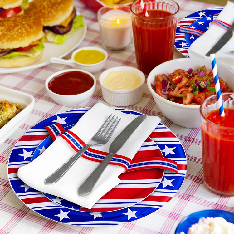 60PCS 4th of July Plates & Red White Blue Plates for Independence Day (60 Count)