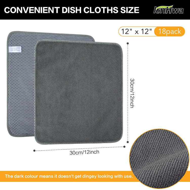 Dish Cloths for Washing Dishes with Scrub Side (18 Count)