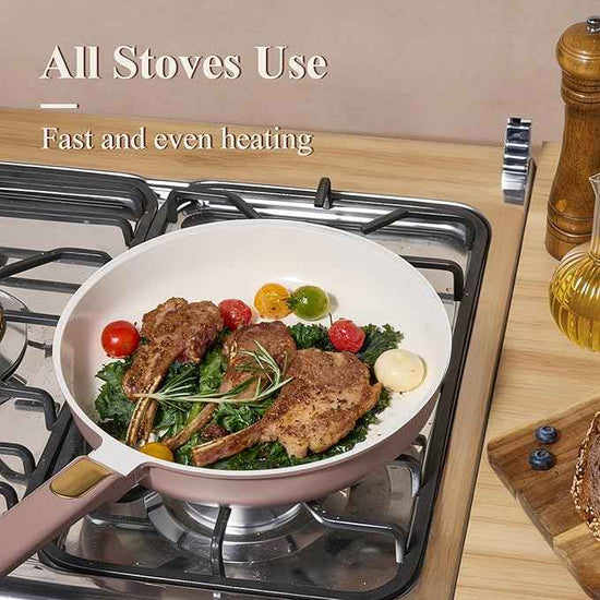 CAROTE Ceramic Cookware Set, Pots and Pans Set Non stick, 16-Piece Induction Cookware, Non toxic Healthy Non Stick Kitchen Cooking Set, with Frying Pans Set,Large Capacity Soup Pot