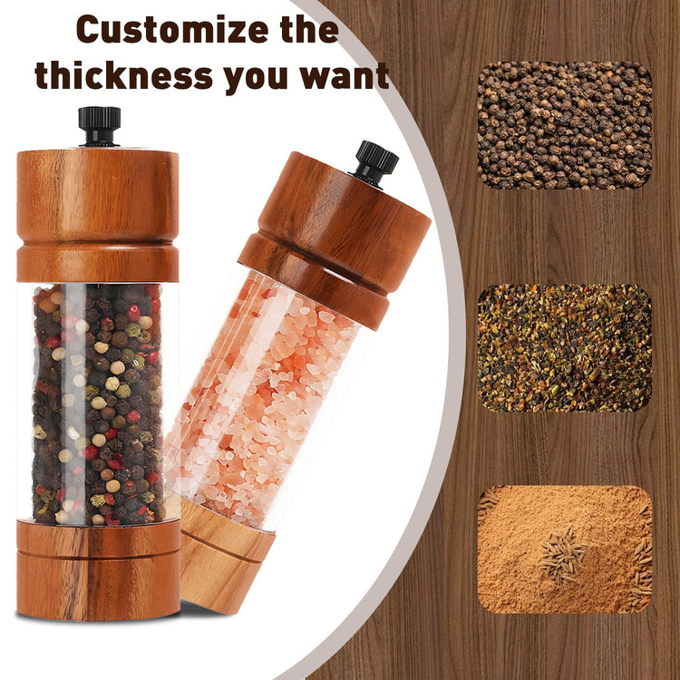 2 Pack 5.5 Inch Wood Salt and Pepper Grinder Set