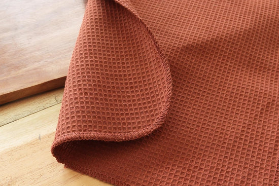 PurpleEssences Rust Dish Cloths and Dish Rags - 6 Pack Waffle Weave Solid Kitchen Dish Wash Cloths, 100% Cotton, 12 x 12 Inches, Ultra Soft Absorbent Quick Drying - Spring Summer - Rust - Nestoria