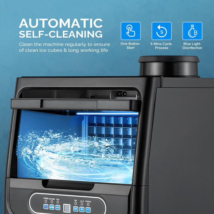 70LBS 24H Countertop Ice Maker with 2 Water Inlets & Appointment Function