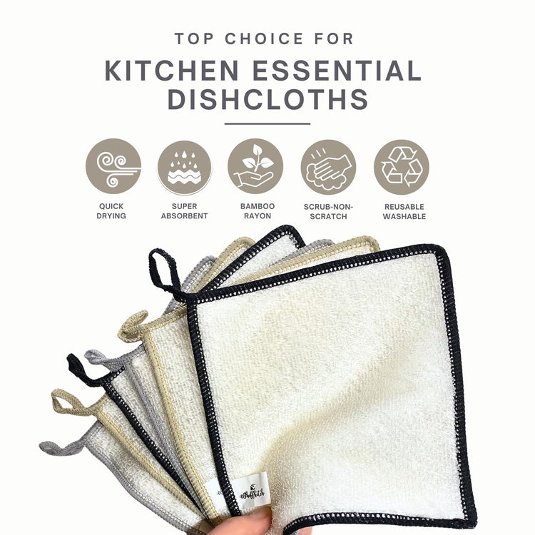 Dishcloths Kitchen Dishrag Cleaning Scrub Reusable 6pk 6x7in (6 Count)