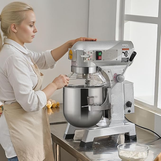 VEVOR Commercial Food Mixer 15Qt, Commercial Mixer with 3 Adjustable Speeds, 550W Dough Mixer,Commercial Stand Mixer with Stainless Steel Bowl