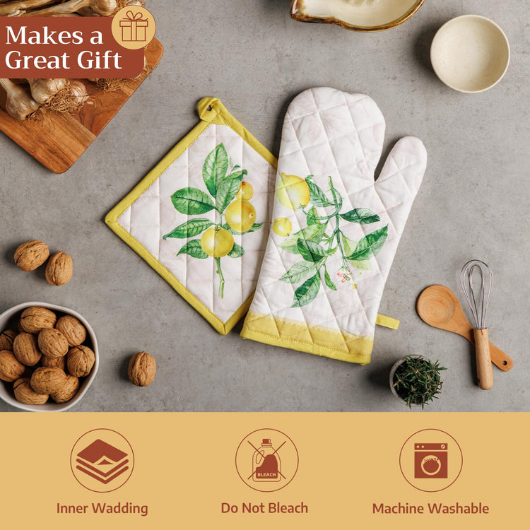 100% Cotton Oven Mitt & Pot Holder Set