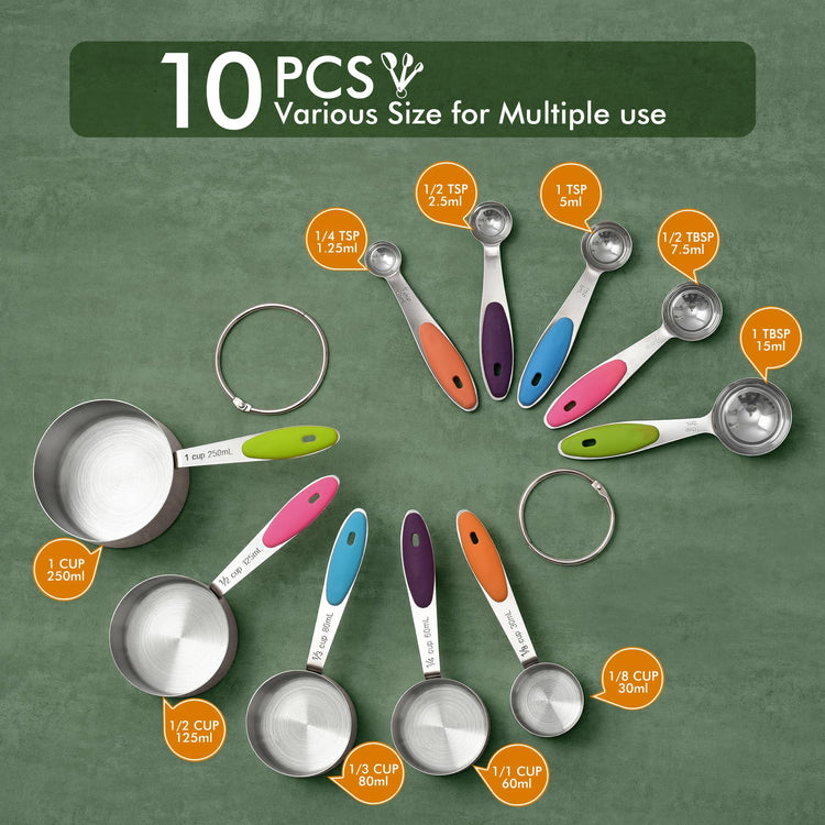 10 Pack Measuring Cups &Spoons Set (10 Count)