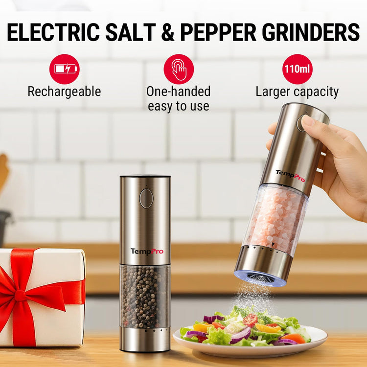 Rechargeable Electric Salt and Pepper Mill Set with Large Capacity