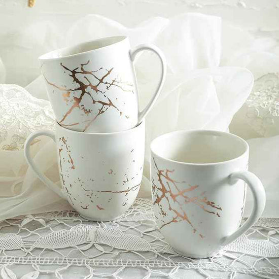 Stone Lain Porcelain 16 Piece Dinnerware set, 4 Full White Gold Splash Sets