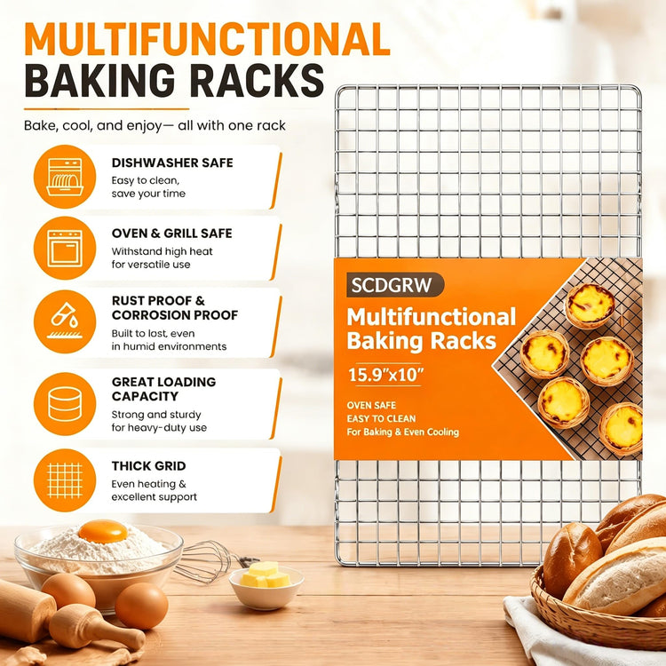 5PCS Cooling Racks for Cooking and Baking 10" x 16" Wire Rack Baking Rack (5 Count)