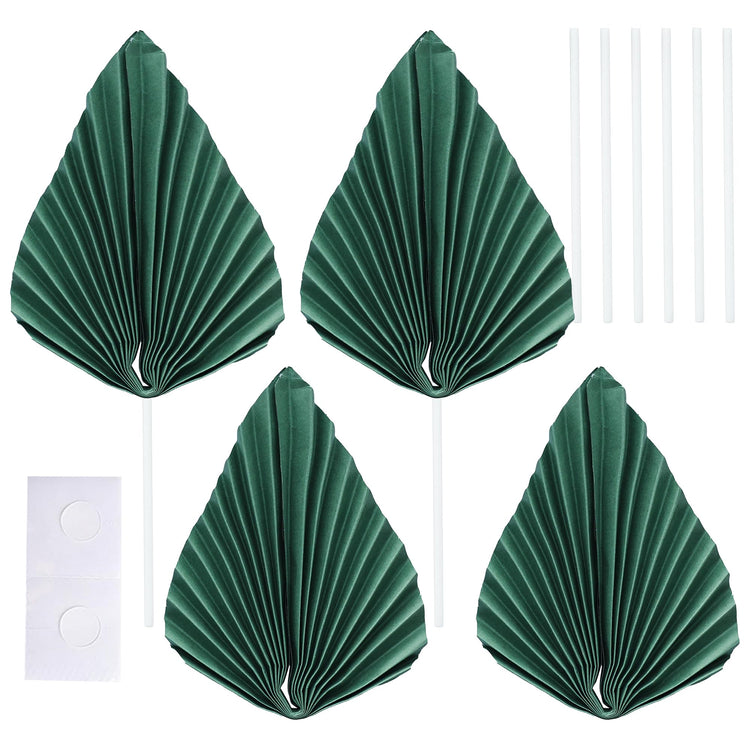 6Pcs Paper Palm Fan Cake Toppers Palm Spear Leaves Fan Cupcake Toppers Cake Insert Decorations Craft DIY Cake Bakeware Decoration for Birthday Party Wedding Party Decor Supplies Green (6 Count)