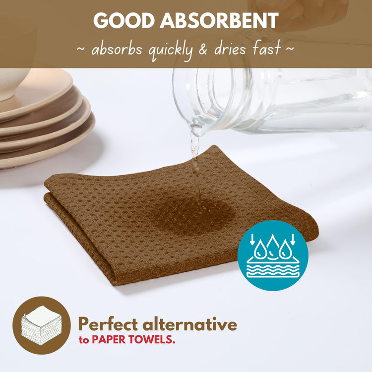 Cotton Dish Towel 4 Pack Waffle Weave Tea Towels for Cleaning Drying (4 Count)