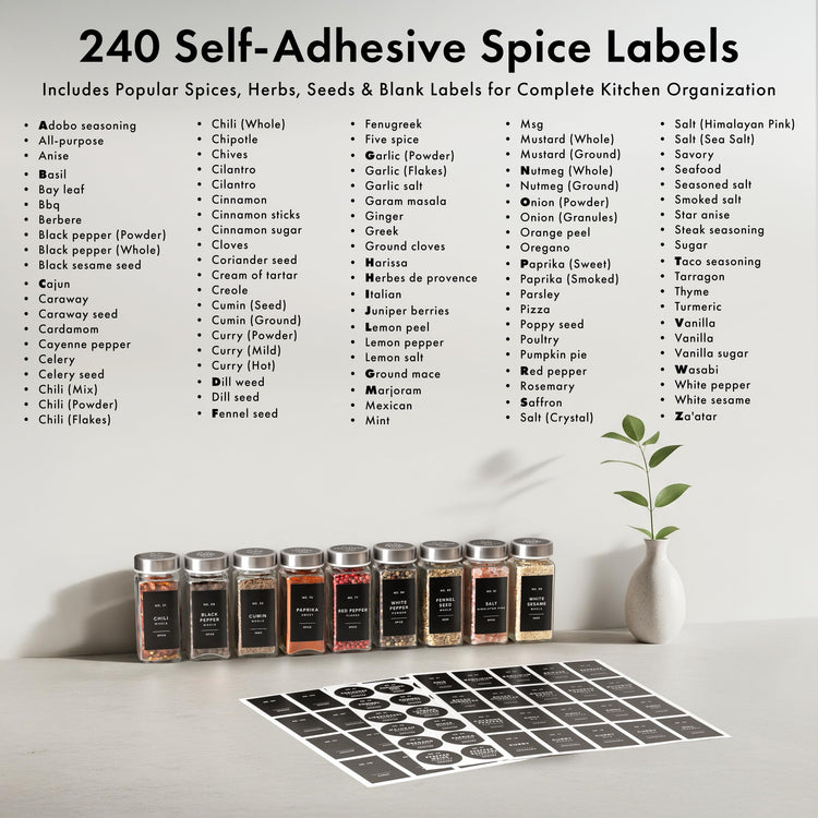 Glass Spice Jars with Label (24 Count)