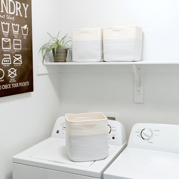Storage Cubes 11 Inch Cotton Rope Woven Baskets for Organizing (3 Count)