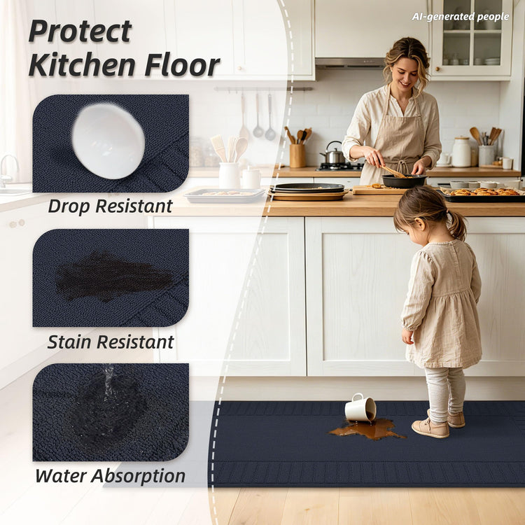 Kitchen Rugs Non Slip Washable 2PCS (10.83 Sq Ft)