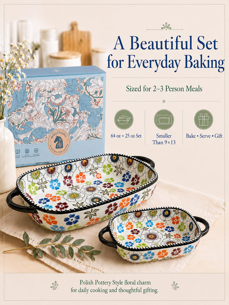 2 Piece Polish Pottery Style Ceramic Baking Dish Set (2 Count)