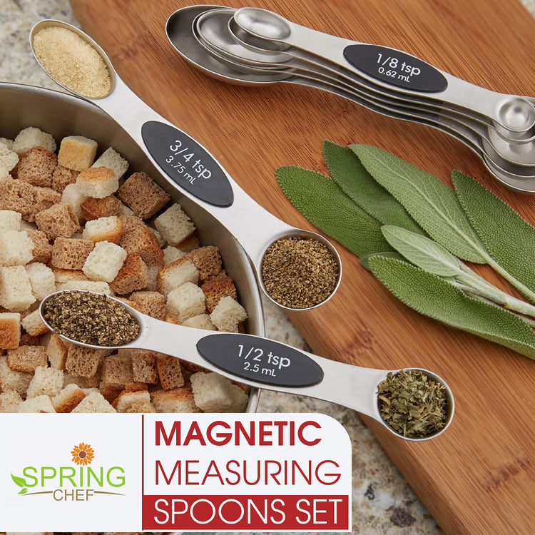 Stainless Steel Magnetic Measuring Spoons Set of 8