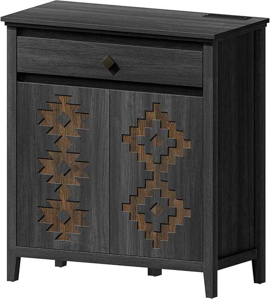 32'' Buffet Cabinet with Storage, Sideboard Cabinet with Drawer and Adjustable Shelf, Modern Accent Storage for Kitchen, Living Room, Entryway, Black