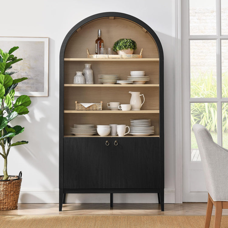 Nolan Tall Arched Storage Display Cabinet in Black