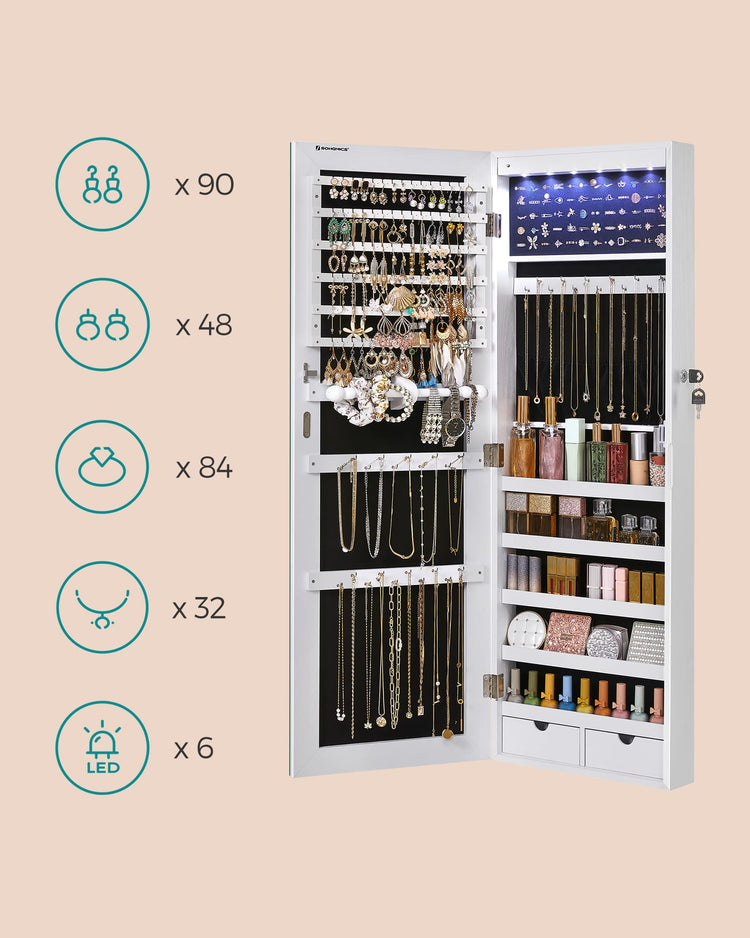 Mirror Jewelry Cabinet Armoire
