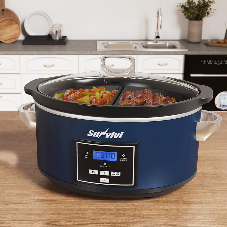 6 Quart Programmable Slow Cooker with 2 in 1 Silicone Liners