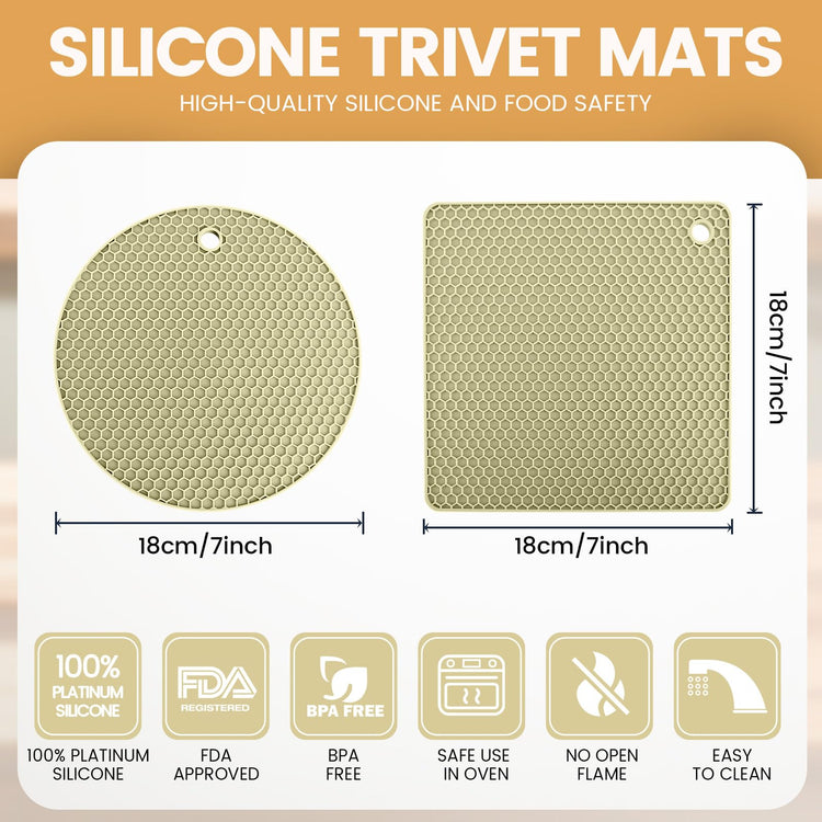 Silicone Trivet Mats 4 Heat Resistant Pot Holders Multipurpose Non