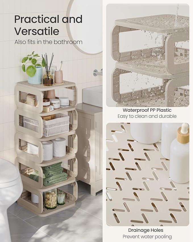 SONGMICS Shoe Rack, Shoe Organizer, 6 Shelves, Shoe Storage, Narrow Shoe Shelf, Open Shelf for Entryway, Living Room, Bathroom, Space-Saving, Cappuccino Beige ULPC037K01