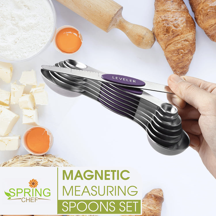 Stainless Steel Magnetic Measuring Spoons Set of 8